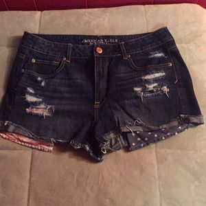 American flag pocket jean shorts